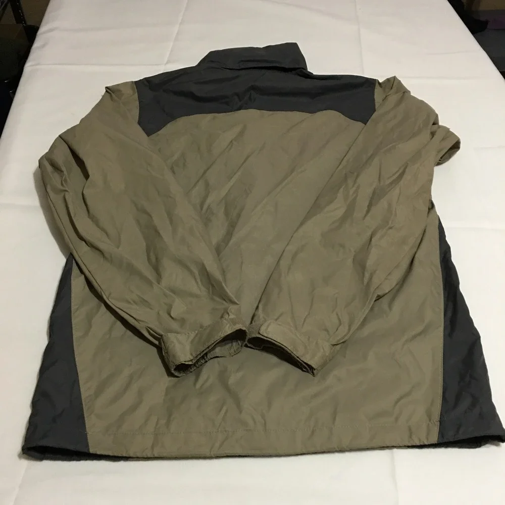 Columbia Windbreaker Mens Small Green Gray Colorblock Full Zip Packable Hood
